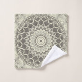 Design Beige und Taupe Mandala Badhandtuch Set (Waschlappen)