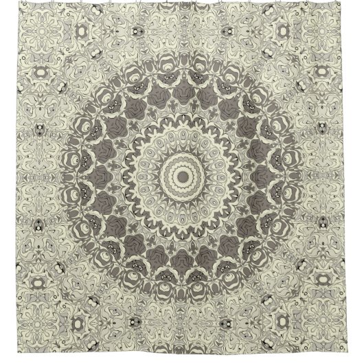 Design Beige und Taupe Mandala Duschvorhang (Vorderseite)