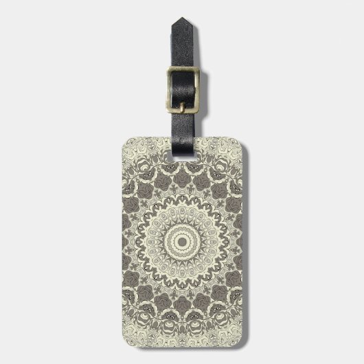 Design Beige und Taupe Mandala Gepäckanhänger (Vorderseite vertikal)