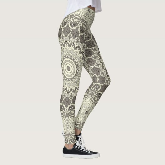 Design Beige und Taupe Mandala Leggings (Rechts)