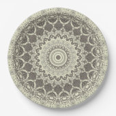Design Beige und Taupe Mandala Pappteller (Vorderseite)