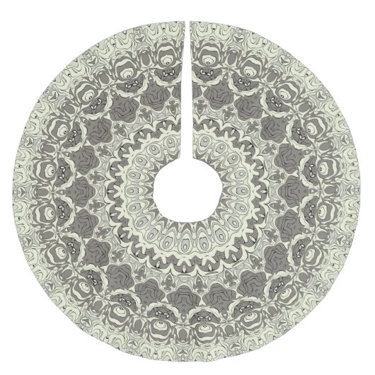 Design Beige und Taupe Mandala Polyester Weihnachtsbaumdecke (Vorderseite)