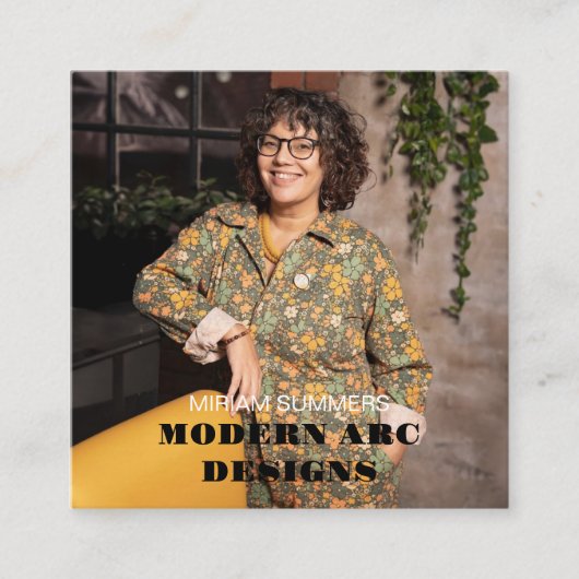 Design Berufliches, modernes Foto-Logo Quadratische Visitenkarte (Vorderseite)