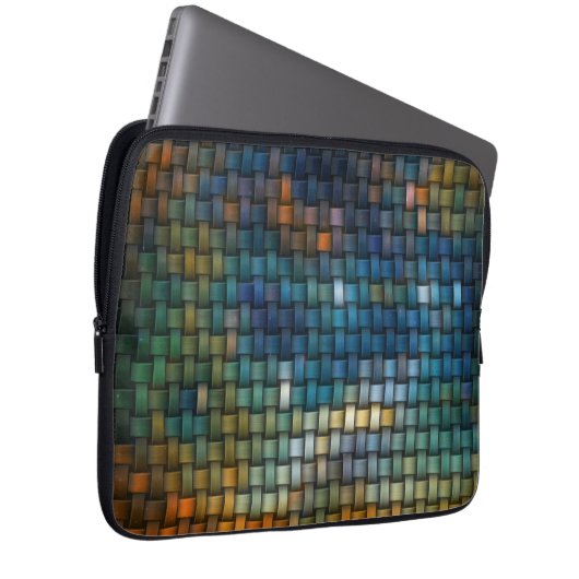 Design bestehend aus farbigen, interlacierten Stre Laptopschutzhülle (Vorne Rechts)