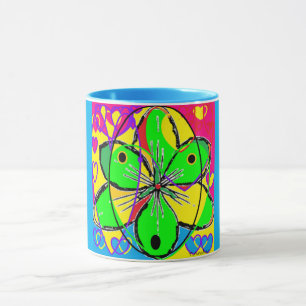 Design Blau-gelbe grüne Blume Tasse