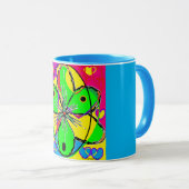 Design Blau-gelbe grüne Blume Tasse (VorderseiteRechts)