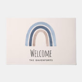 Design Blau und Peach Rainbow Boho Begrüßung Fußmatte (Vorderseite)