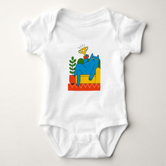 Design - Blue Cat Trophy Lounger - T-Shirt Baby Baby Strampler