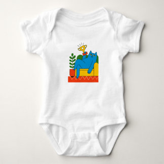 Design - Blue Cat Trophy Lounger - T-Shirt Baby Strampler
