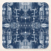 Design-Blueprints für Raketen - Technischer Zeichn Rechteckiger Pappuntersetzer (Vorderseite)