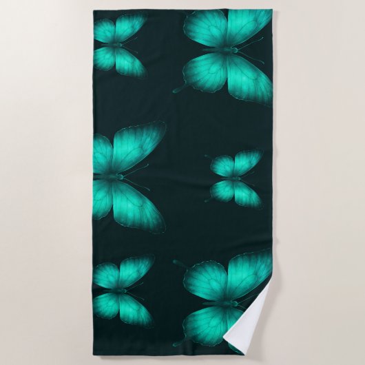 DESIGN BORBOLETAS VERDES Toalha de praia Strandtuch (Vorderseite)