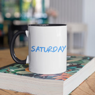 Design-Buchstaben "Samstag" in Sky Blue Tasse