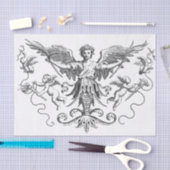 Design-Cherub Decoupage im Schwarz-Weiß-Stil Seidenpapier (Handwerk)