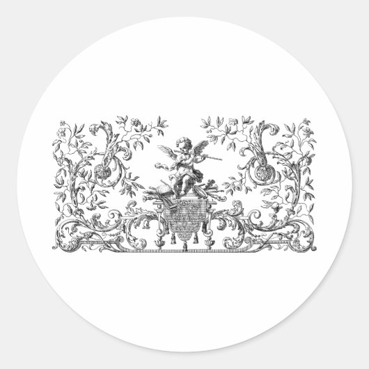 Design Cherub Engel Runder Aufkleber (Vorderseite)