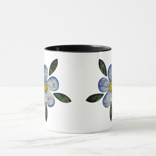 Design de Flor Pixelada com Folhas Esverdeadas Tasse (Zentrum)