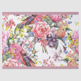 Design-Dekoupage für Rosen und Blume in weichrosa Seidenpapier
