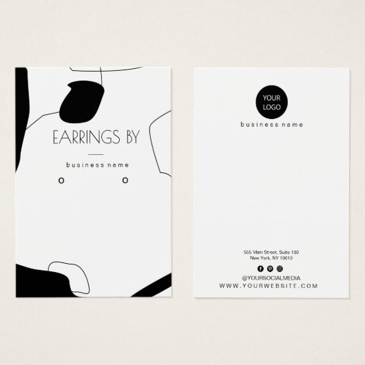 Design der abstrakten Schwarz/Weiß-Ohren-Grafikkar (Vorne & Hinten)