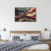 Design der amerikanischen Flag Waving Fabric Leinwanddruck (Insitu (Schlafzimmer))