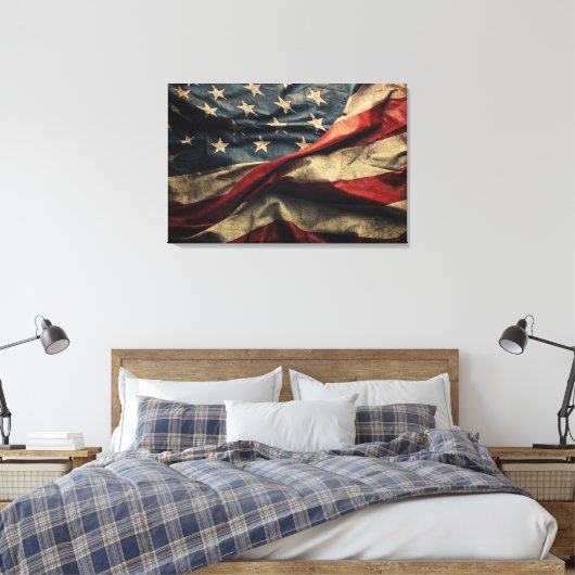 Design der amerikanischen Flag Waving Fabric Leinwanddruck (Insitu (Schlafzimmer))