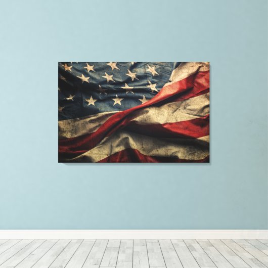 Design der amerikanischen Flag Waving Fabric Leinwanddruck (Insitu (Holzboden))