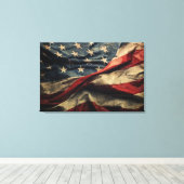 Design der amerikanischen Flag Waving Fabric Leinwanddruck (Insitu (Holzboden))