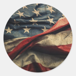Design der amerikanischen Flag Waving Fabric Runder Aufkleber