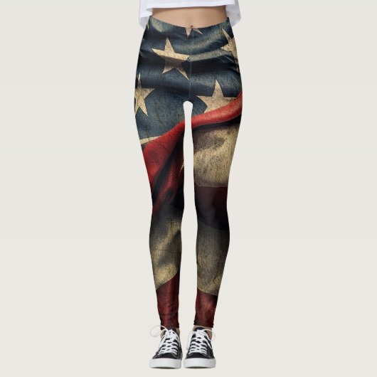 Design der amerikanischen Flagge Leggings (Vorderseite)