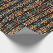 Design der amerikanischen Totem-Polen und Federn Geschenkpapier (Ecke)