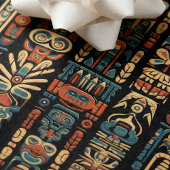 Design der amerikanischen Totem-Polen und Federn Geschenkpapier Set