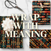 Design der amerikanischen Totem-Polen und Federn Geschenkpapier Set