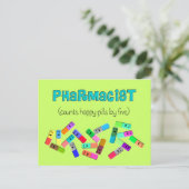Design der Apotheke "Happy Pills" Postkarte (Stehend Vorderseite)