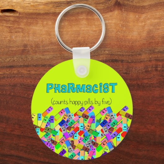 Design der Apotheke "Happy Pills" Schlüsselanhänger (Vorderseite)