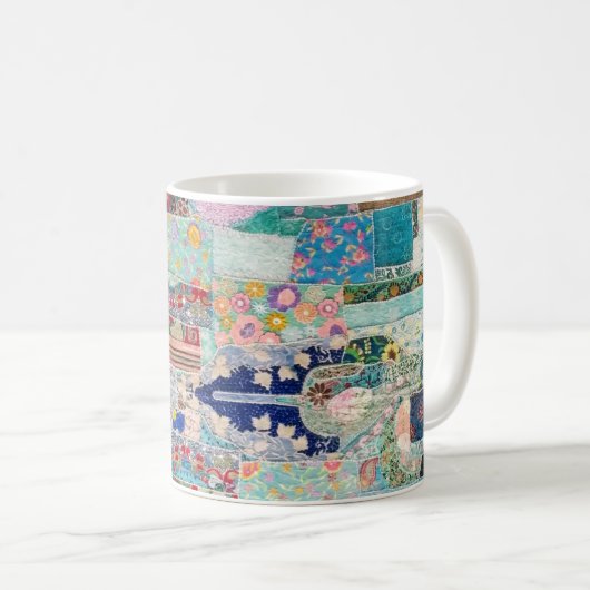 Design der Aqua- und Blue-Quilt-Tapisserie Kaffeetasse (VorderseiteRechts)