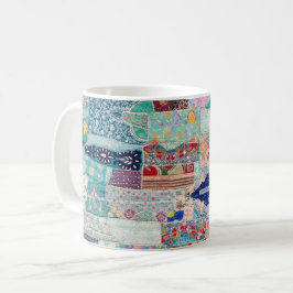 Design der Aqua- und Blue-Quilt-Tapisserie Kaffeetasse