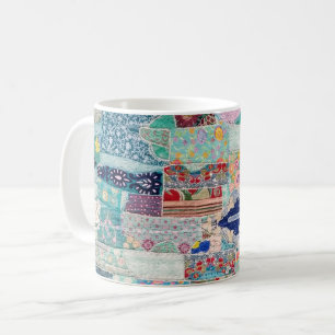 Design der Aqua- und Blue-Quilt-Tapisserie Kaffeetasse