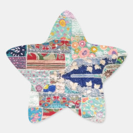 Design der Aqua- und Blue-Quilt-Tapisserie Stern-Aufkleber