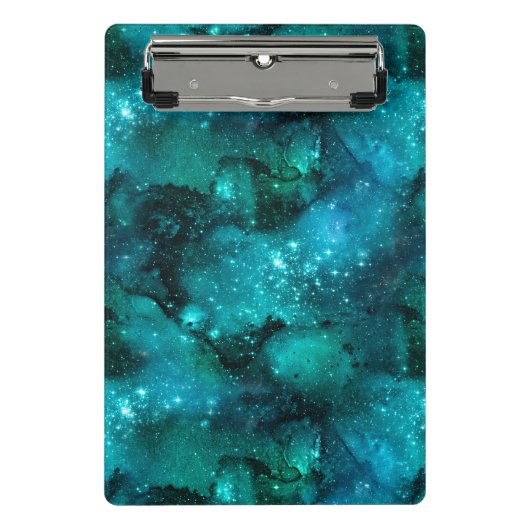 Design der Aquamarinen Galaxy-Serie 6 Mini Klemmbrett (Vorderseite)