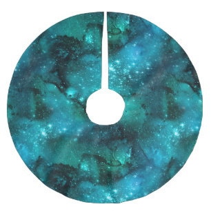 Design der Aquamarinen Galaxy-Serie 6  Polyester Weihnachtsbaumdecke