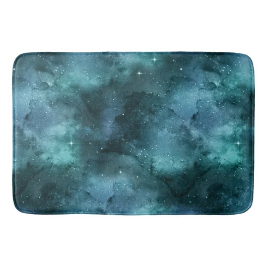 Design der Aquamarinen Galaxy-Serie 7 Badematte (Vorderseite)