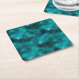 Design der Aquamarinen Galaxy-Serie 8 Rechteckiger Pappuntersetzer