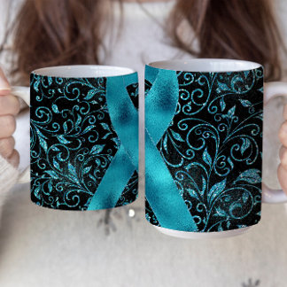 Design der aquamarinen Sensibilisierungskampagne f Kaffeetasse