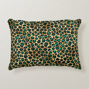 Design der Aquamarinen und Gold Leopard-Serie 14 Dekokissen
