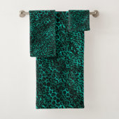 Design der aquamarinen und Gold Leopard-Serie 5 Badhandtuch Set (Insitu)