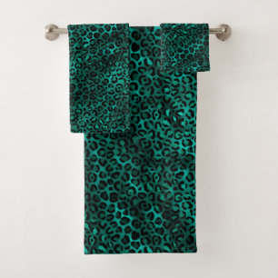 Design der aquamarinen und Gold Leopard-Serie 5 Badhandtuch Set