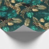 Design der aquamarinen und Gold Leopard-Serie 7 Geschenkpapier (Ecke)