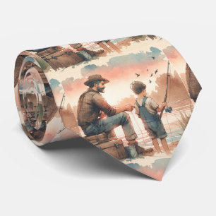 Design der Aquarellbilder für Vater und Sohn Krawatte