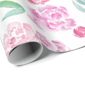 Design der Aquarellfarben-rosa-Peonings Geschenkpapier (Rolleneckpunkt)