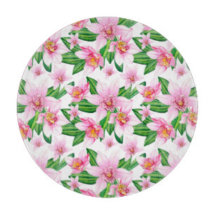 Design der Aquarellorchideen 12 Schneidebrett