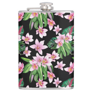 Design der Aquarellorchideen 27 Flachmann