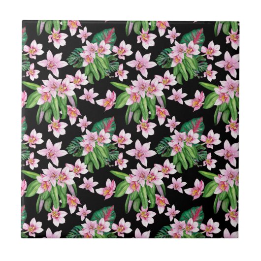 Design der Aquarellorchideen 27 Fliese (Vorderseite)
